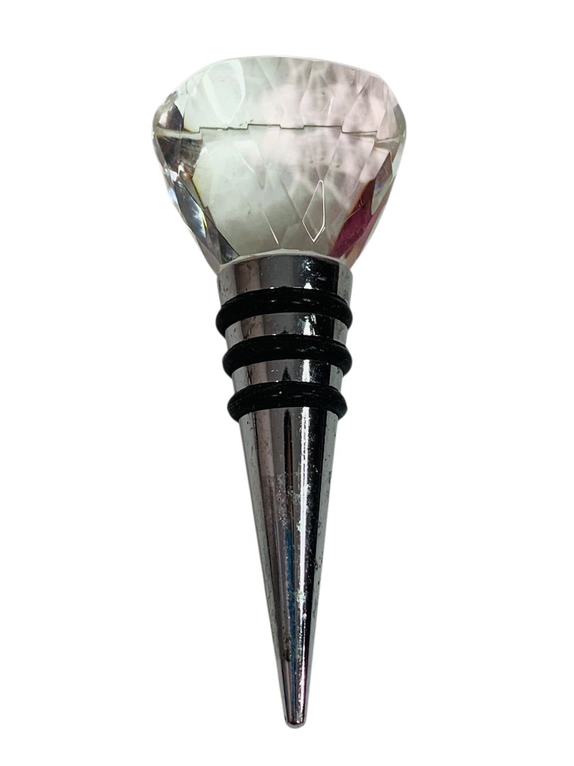 Metal Bottle Stopper 3.5 Inch Acrylic Crystal Top Rubber Gasket