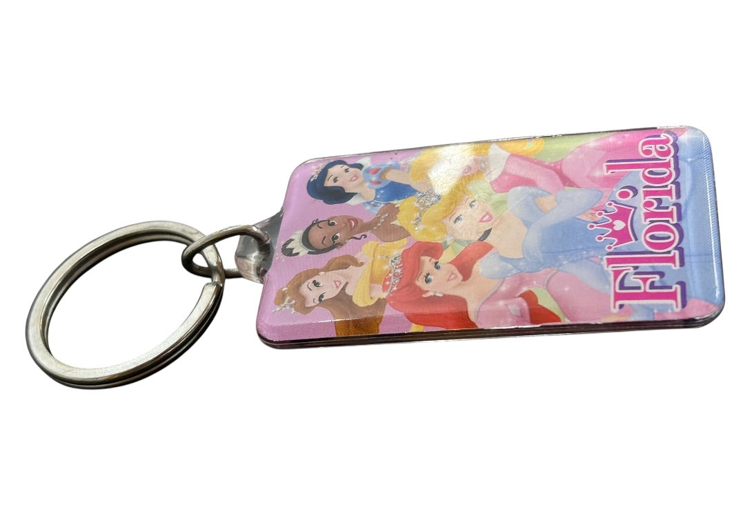 Disney Princess Acrylic Keychain Key Ring 3.75" Pink