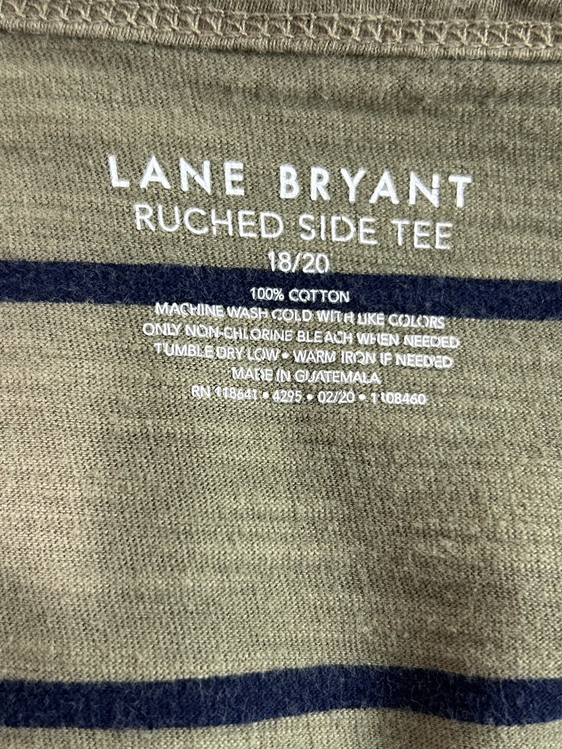 Size 18/20 Lane Bryant Ruched Side Tee Tshirt Womens Hombre Faded Design V-Neck