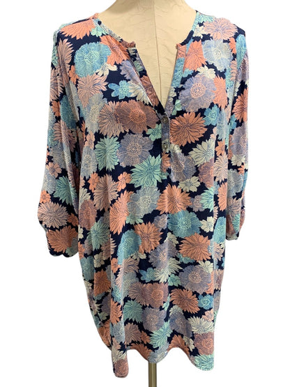 XL Josie Natori Pullover Womens Pullover Coverup Floral Sheer