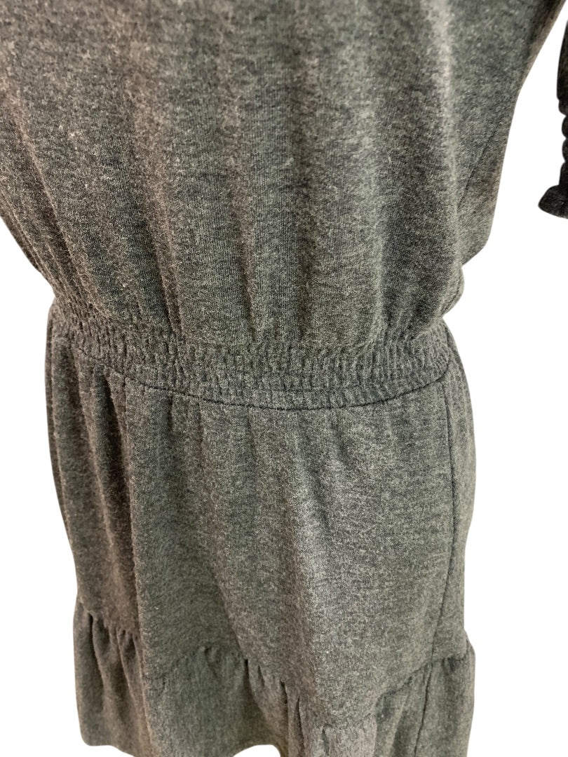 Small Petite Loft Heathered Gray Jersey Knit Dress Banded Waist