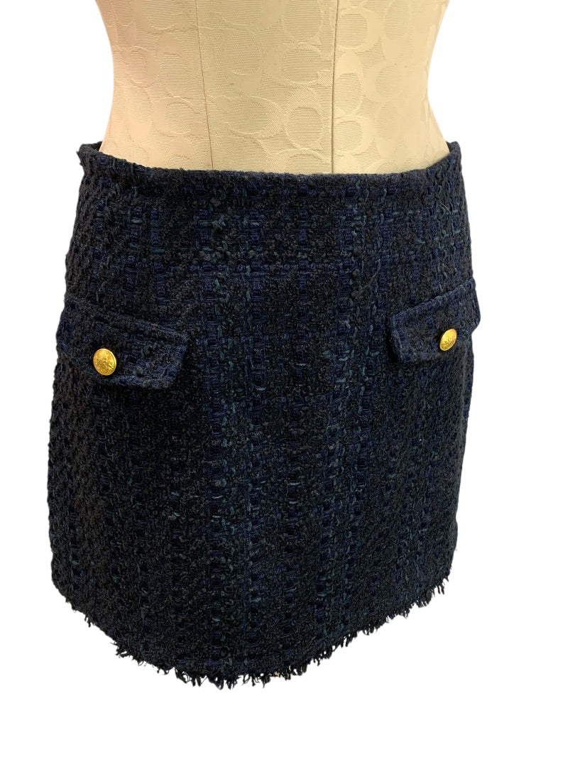 Size 6 Express Navy Blue Tweed Skirt Business Lined