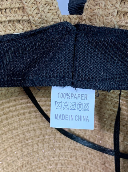 One Size Womens Straw Sunhat Adjustable Band Black Ribbon