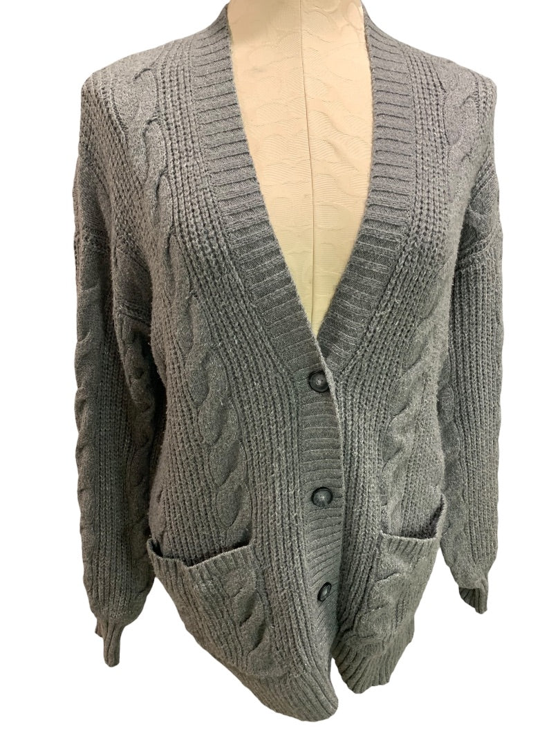 XS American Eagle Womens Cable Knit Cardigan Sweater Grandpa Pockets