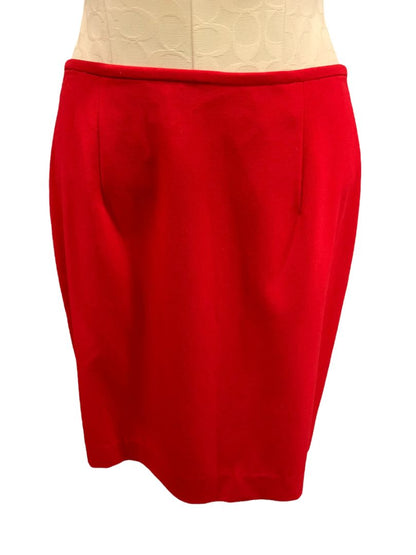 Size 6 Calvin Klein Red Skirt Suit Jacket Snap Closure
