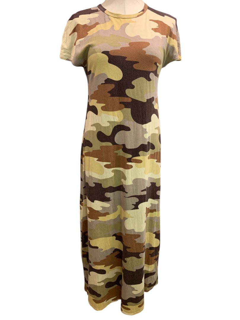 Size XS LulaRoe Maria Tshirt Maxi Dress Camo Print Brown