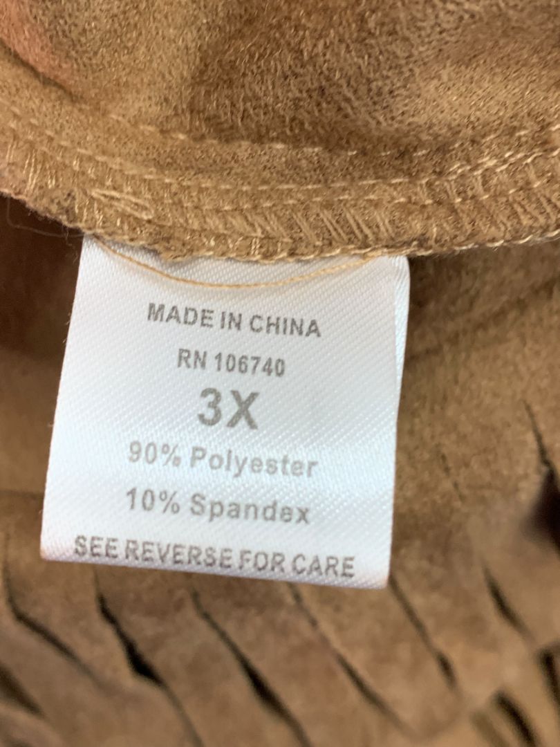 Size 3X Back in the Saddle Brown Fringed Midi Skirt Faux Suede Western