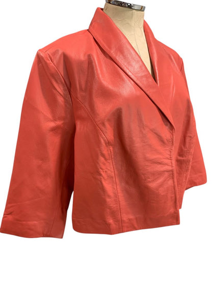 Size 22W Jessica London New Womens Coral Leather Jacket