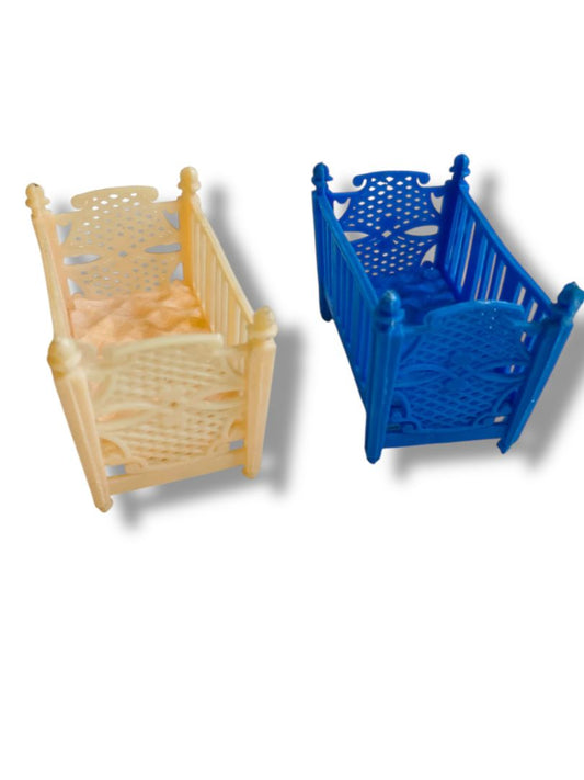 Vintage Blue Box Set of 2 Pink Blue Cribs Bassinet 1.5"h x 2"l
