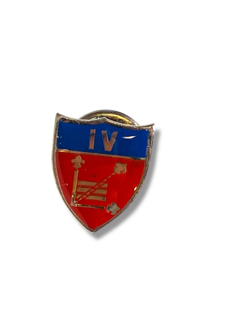Vintage Enamel Military Lapel Pin Shield IV Red Blue .7"