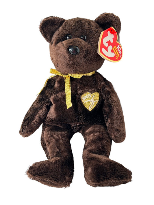 Ty Beanie Babies 2003 Signature Bear Teddy Bear Plush Dark Brown