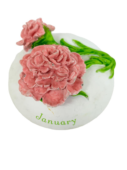 Hallmark January Carnation Trinket Box Ceramic Cupcake Carnation