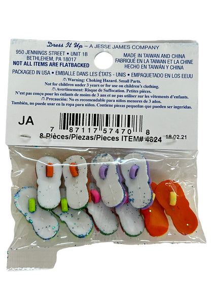 Dress it Up New Pack of 8 Buttons Fab Flops  Sewing Notions Flip Flops #4824