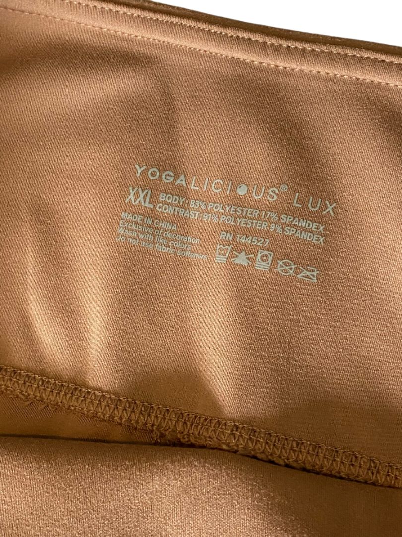 XXL Yogalicious Lux Brown Yoga Shorts Phone Pocket at Waist