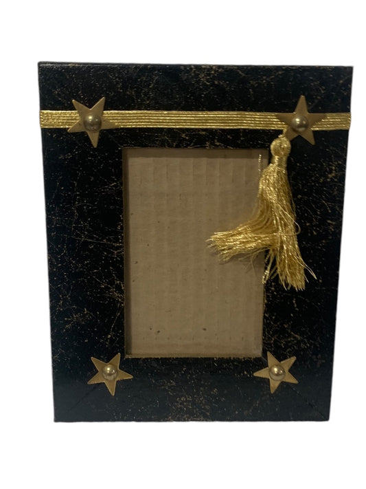 R.Stad Designs Black Gold Hinged Handmade Star Tabletop for Photo 5.5 x3.5"