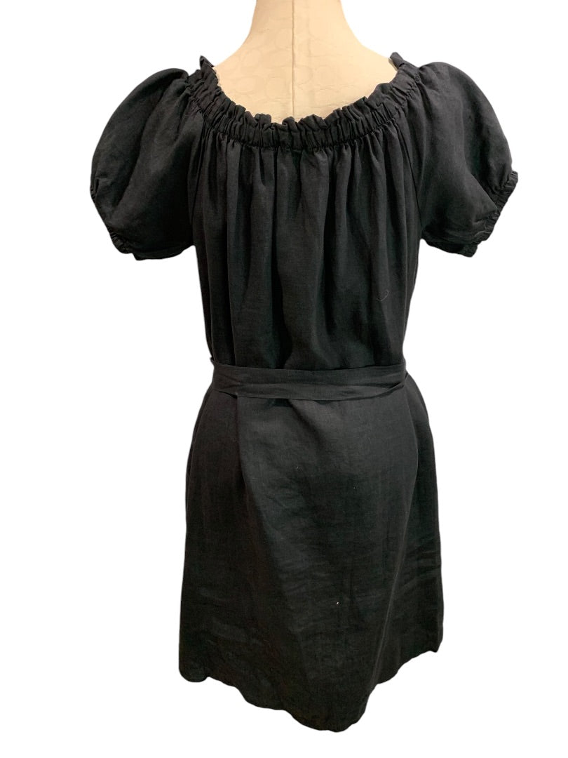 XL Saks 5th Avenue New Black Linen Off Shoulder Button Up Dress