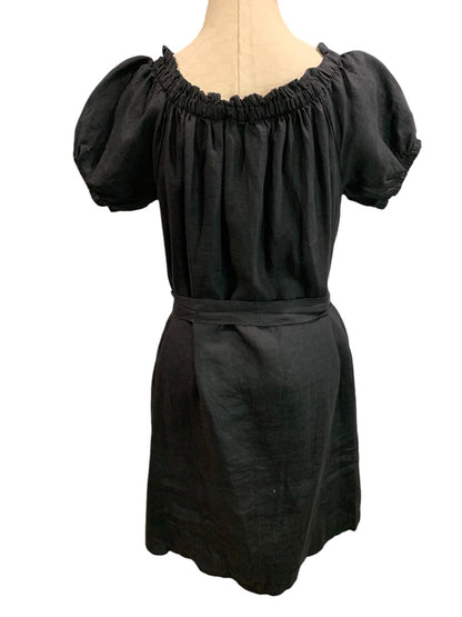 XL Saks 5th Avenue New Black Linen Off Shoulder Button Up Dress