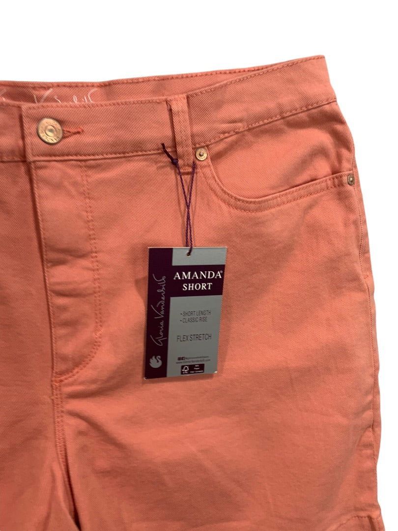 Size 16 Gloria Vanderbilt Peach Punch Amanda Short Womens New Jean