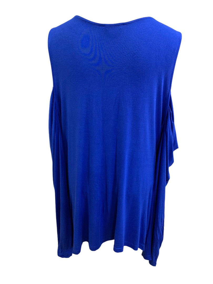 3X Venus Womens Cold Shoulder Faux Wrap Royal Blue Shirt Soft Knit