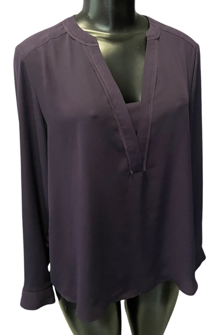 Small Simply Vera Wang Womens Popover Blouse Shirt Purple V-Neck