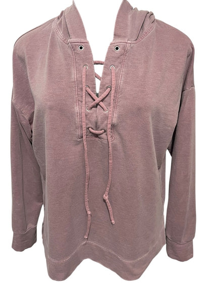 Medium Sundry Womens Mauve Hooded Shirt Coastal Chic