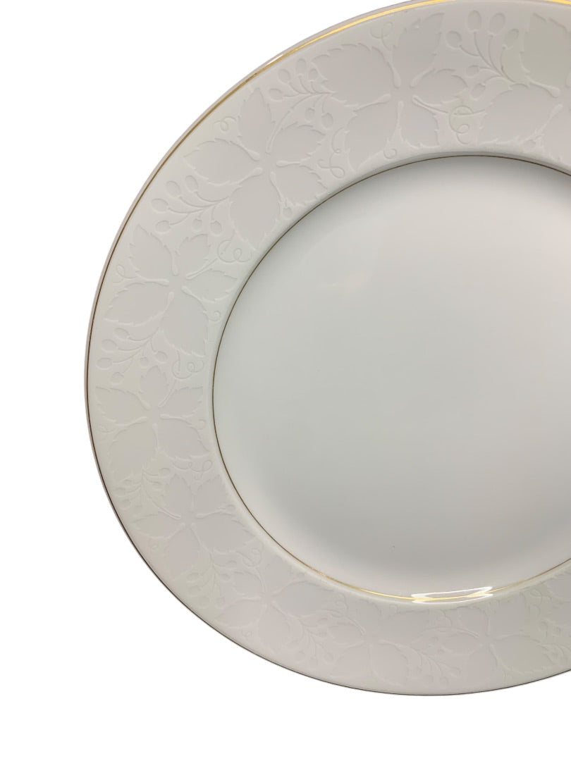 Rosenthal Germany White Velvet 10.5 Inch Dinner Plate Gold Band