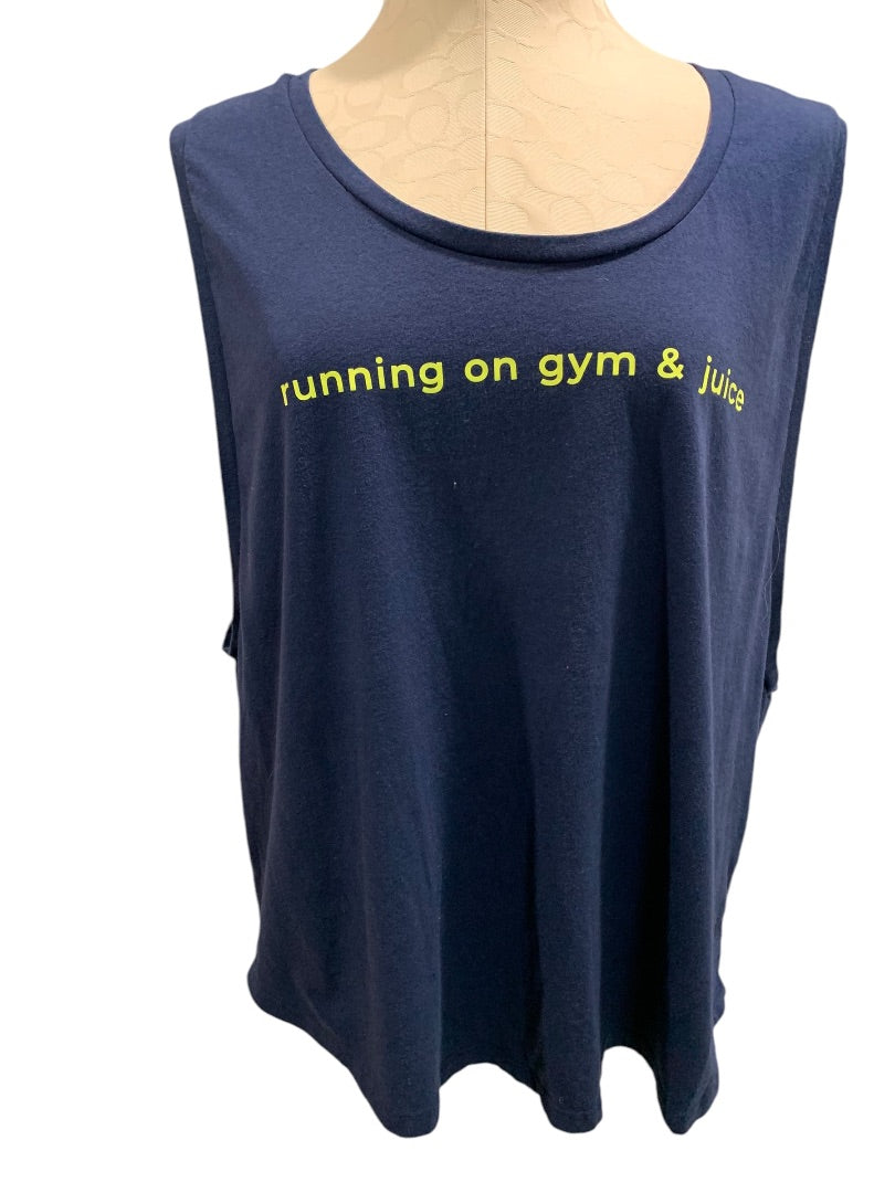 XXL Fabletics Womens "running on gym & juice" Sleeveless Tshirt Tank