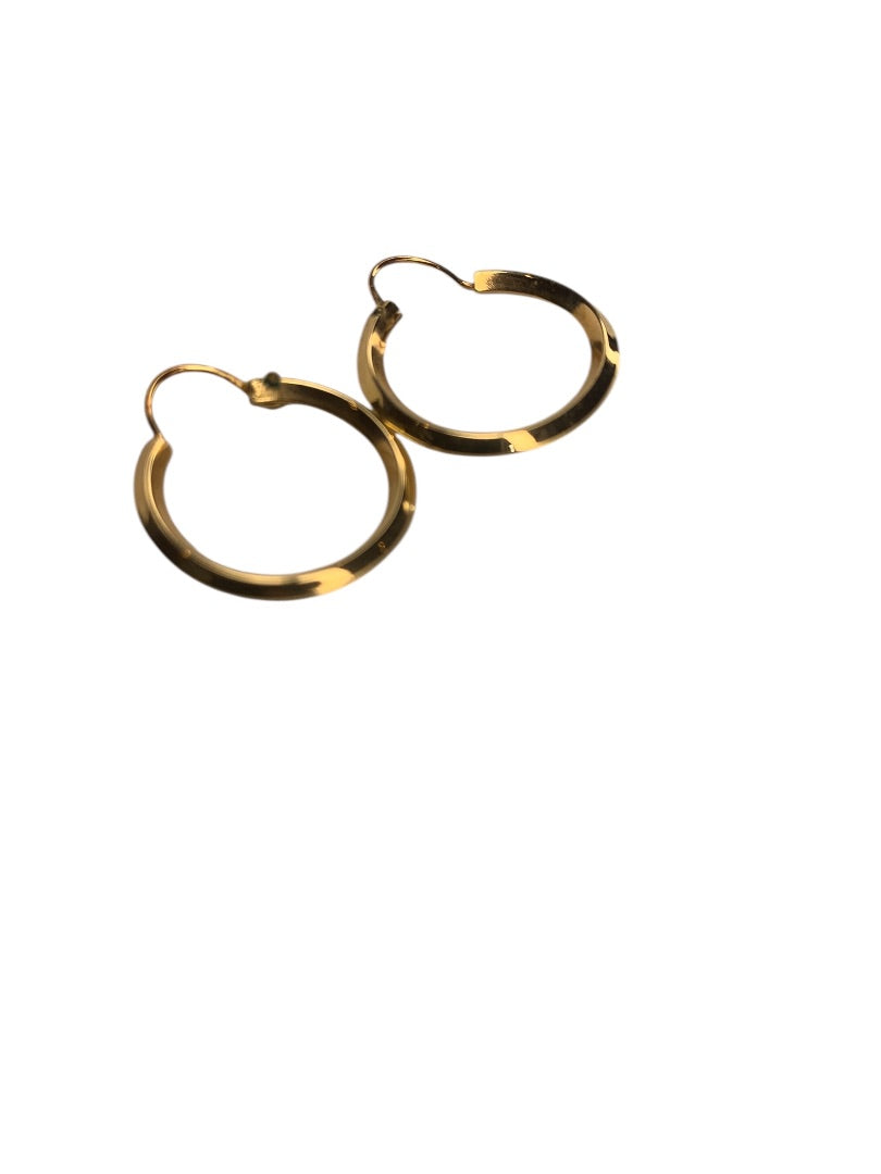 Goldtone Hoop Wire Hinged Pierced Earrings .75 Inch Diameter