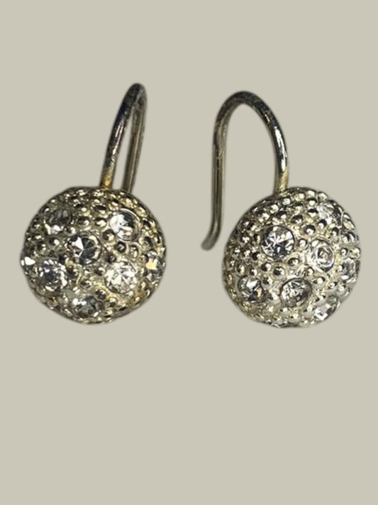 Sparkly Petite Round Hook Earrings .5 Inch Drop Dangle