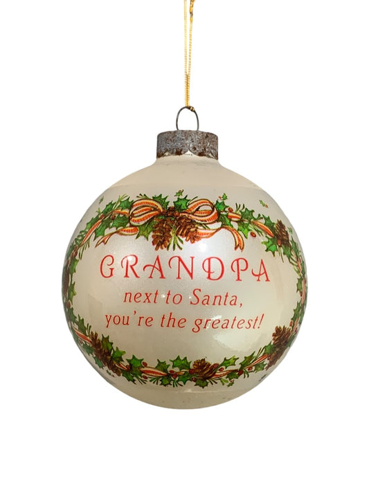 Current Vintage 1990 Grandpa Glass Wrap Ornament Ball