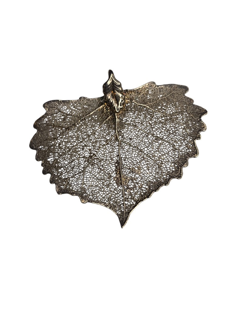 Silver Dipped Natural Cottonwood Leaf Pendant 2.5" x 2"