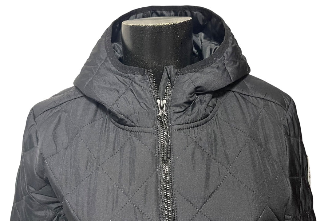 Medium Skechers Light Quilted Womens Hooded Zip Jacket Black