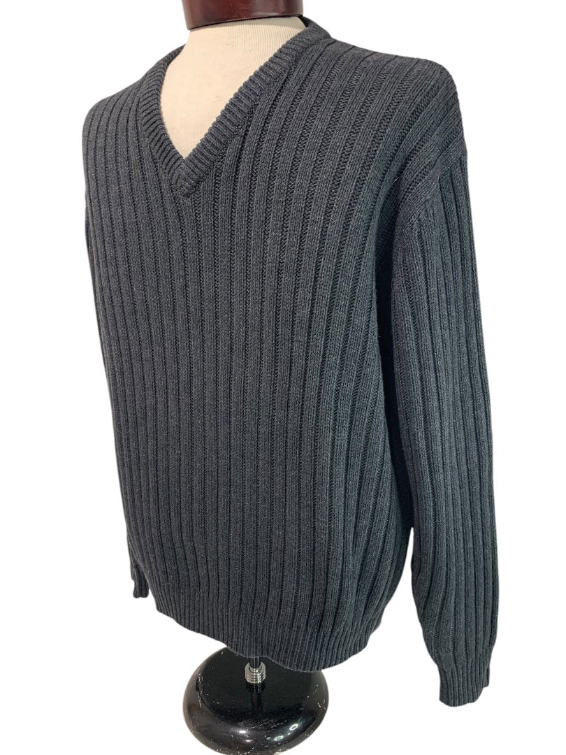 Medium Jos A Bank Mens V-Neck Sweater Wool Blend Charcoal