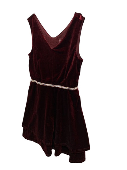 Size 10 Speechless Kids Sleeveless Burgundy Dress Velour Holiday