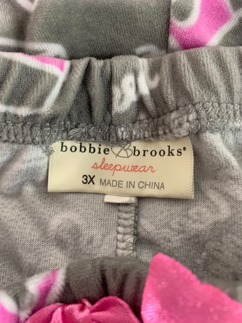 3X Bobbie Brooks Sleepwear Womens PJ Pants Fleece Coffee Print