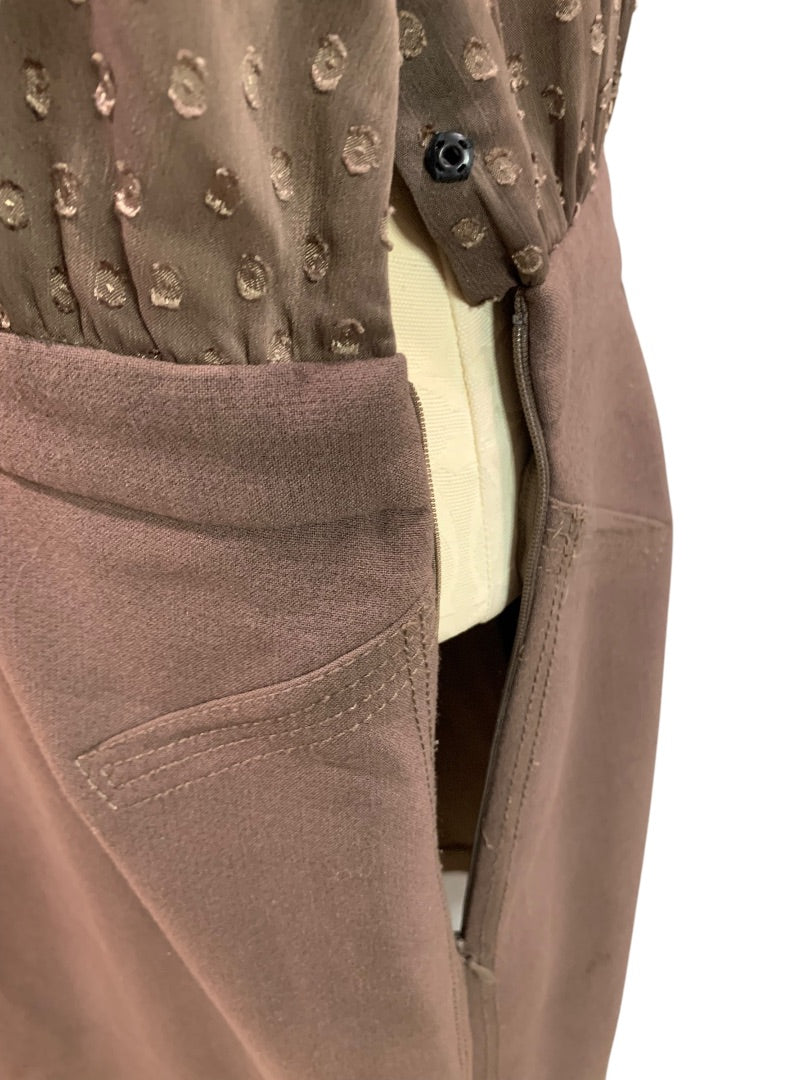 Size 12 Ann Taylor LOFT Dress Brown Sleeveless Blouse Bodice