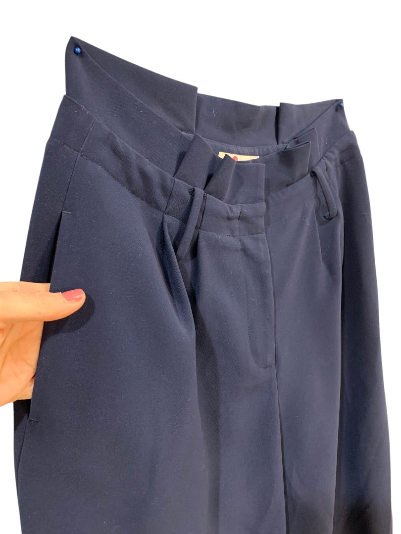 Size 6P Boden Petite Womens Navy Blue Wide Leg Crop Pants