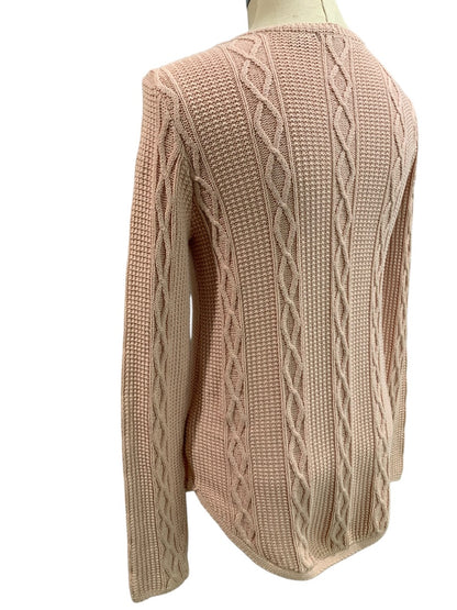 Small Jeanne Pierre Womens Pink Cable Knit Cotton Sweater