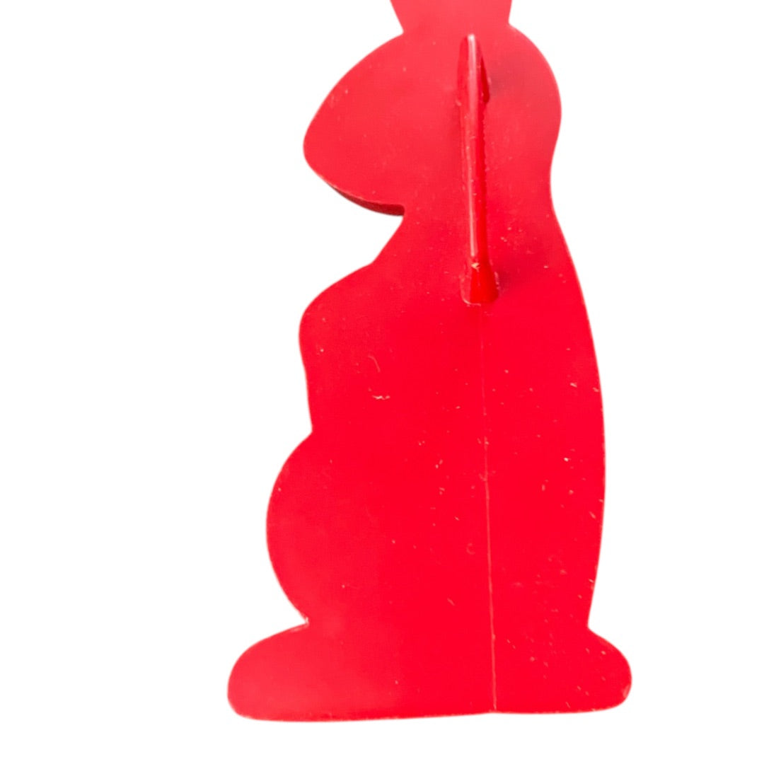 Tupperware 1970s Red Plastic Cookie Cutter USA Easter Bunny Rabbit Spring