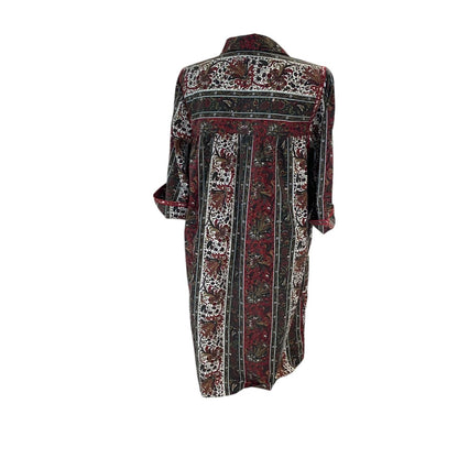 Size 16 Models Coat Vintage Womens Snap Up House Coat Dress Brown Print Pockets