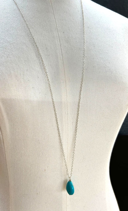 Turquoise Pendant Necklace Silverone 35 Inch Lobster Clasp