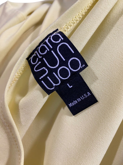 Large Clara Sun Woo Yellow 3/4 Tie Sleeve Womens Pullover Top