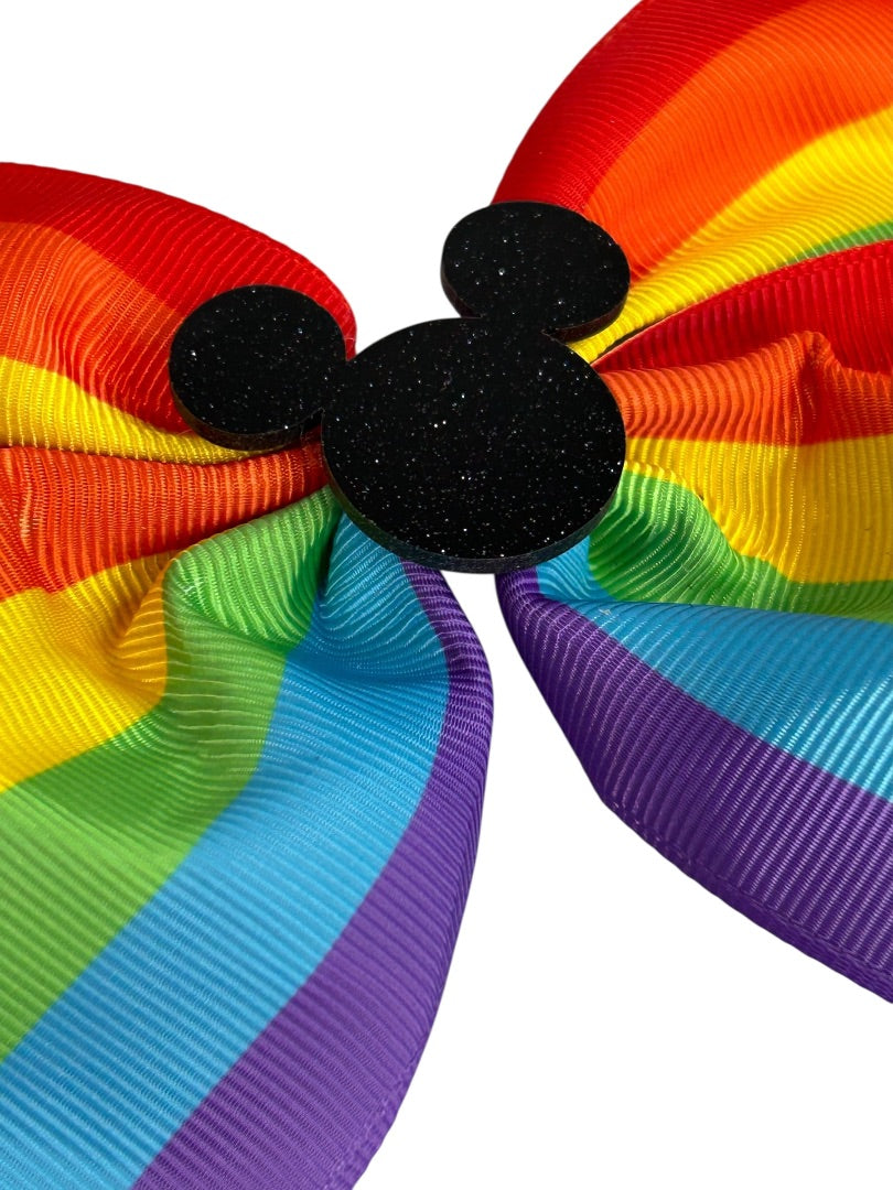 Claires New Disney Mickey Mouse Oversize Rainbow Hairbow Barrette 6 Inch