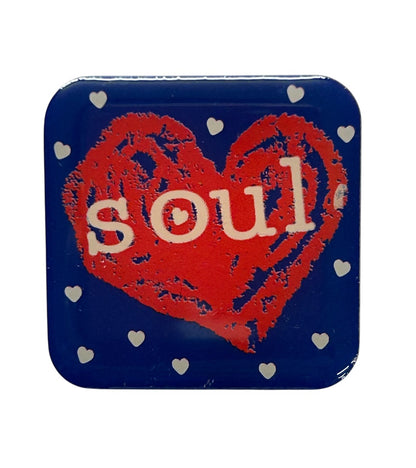 Soul Heart Lapel Pin Square Resin 1.2 Inch Red Blue White