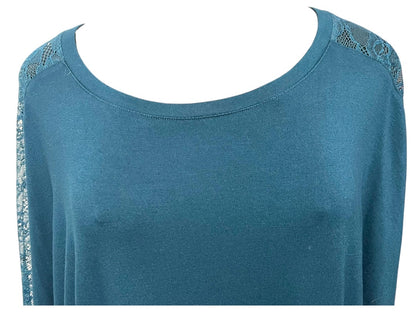 3X Torrid Super Soft Knits Womens Pullover Shirt Lace Sleeve Detail Teal