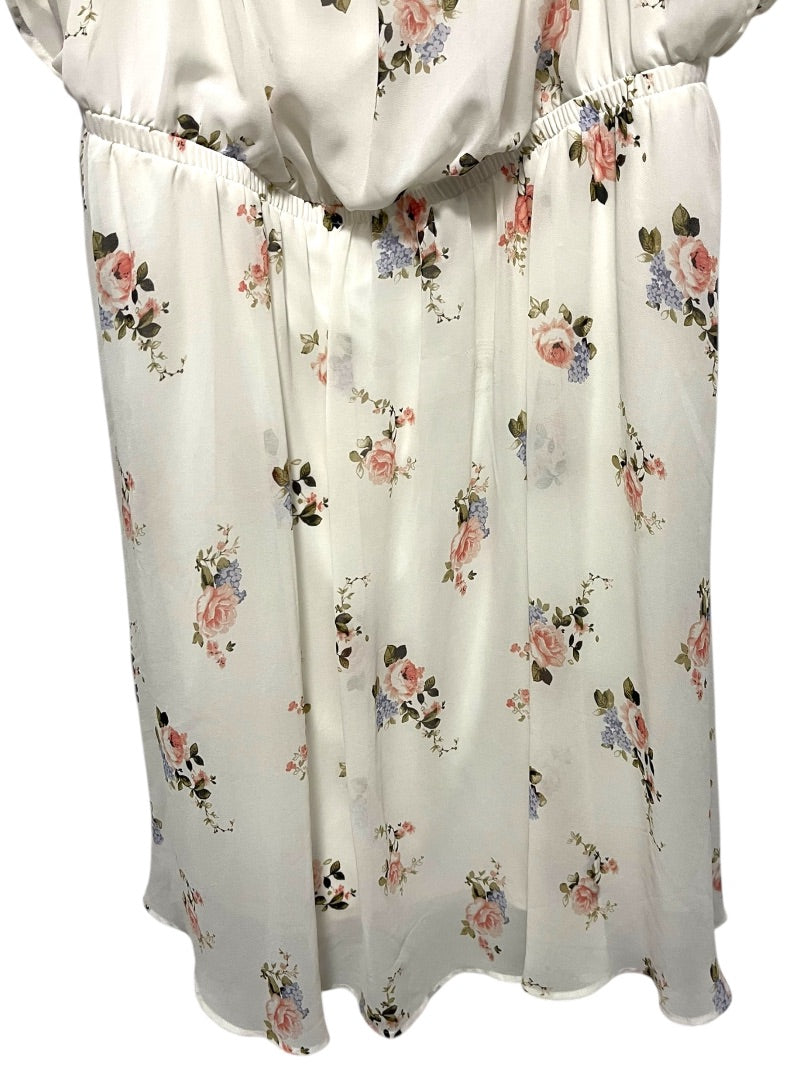 3X Torrid Lined Floral Flutter Sleeve Dress Blouson Style Off Shoulder