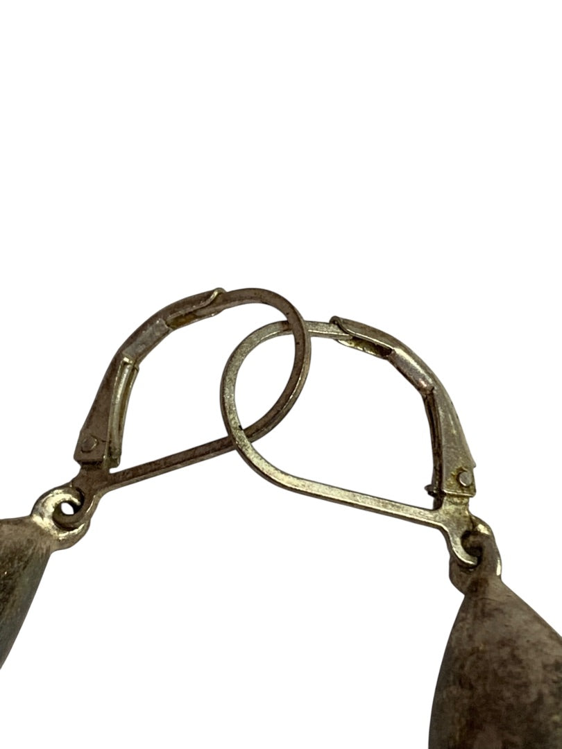 Sterling Silver 925 Pierced Leverback Earrings Teardrop 1.25 Inch Drop