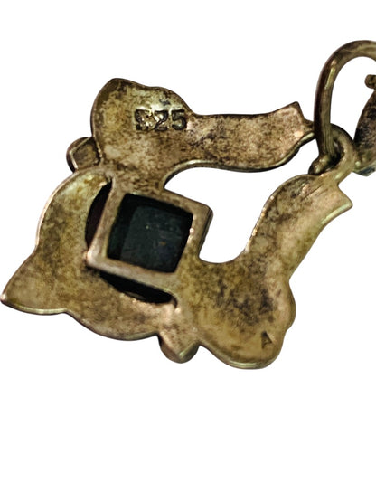 Vintage Pendant Necklace Sterling Silver 925 Art Deco Style 18 Inch