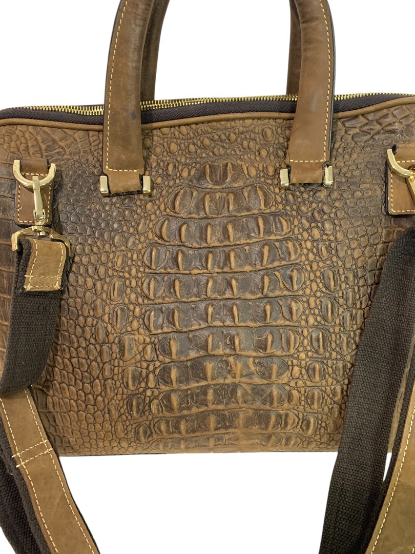 Quintessential Crocodile Style Genuine Leather Bag Briefcase Brown