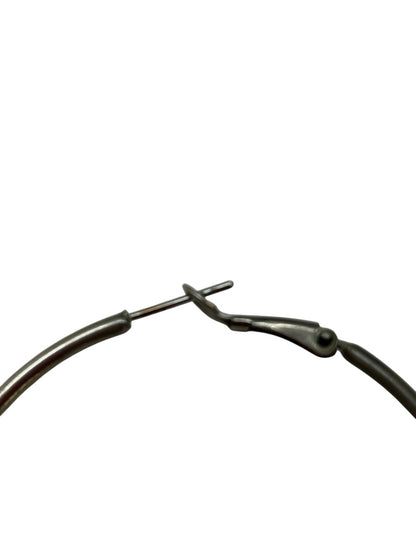 Pierced Silvertone Hoop Earrings 2 Inch Brushed Finish